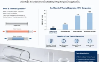 Quartz glass thermal expansion comparison showing low thermal expansion and high-temperature stability