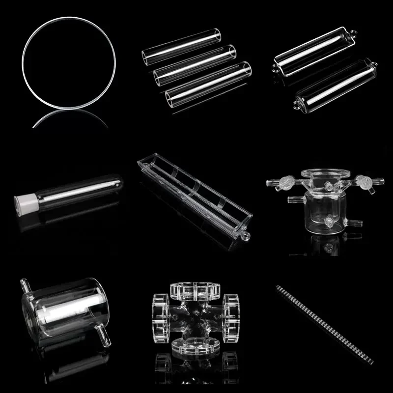 Custom fused silica quartz glass components including tubes, boats, chambers and manifolds